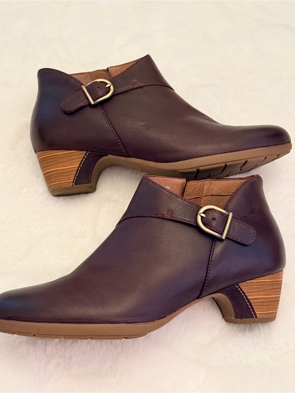 Dansko Dark Brown Leather Ankle Booties with Buckle